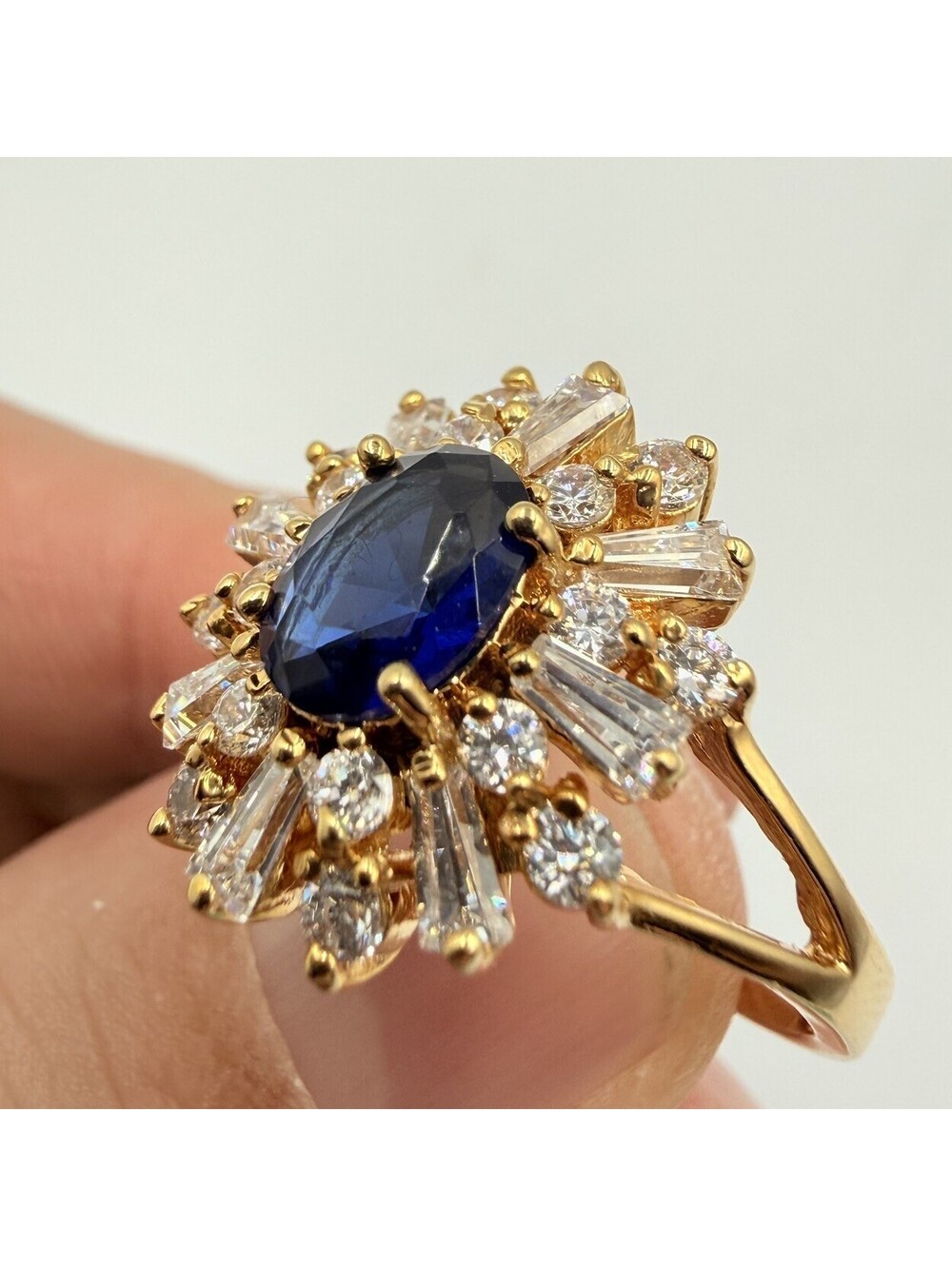 VTG Camrose & Kross Jacqueline Jackie Kennedy JBK Blue and Gold ring Sz 10